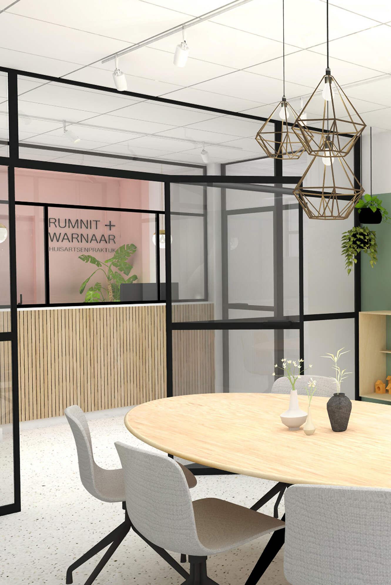 Interieurdesign voor huisartsenpraktijk in Utrecht. Warm en huiselijke praktijkinrichting 