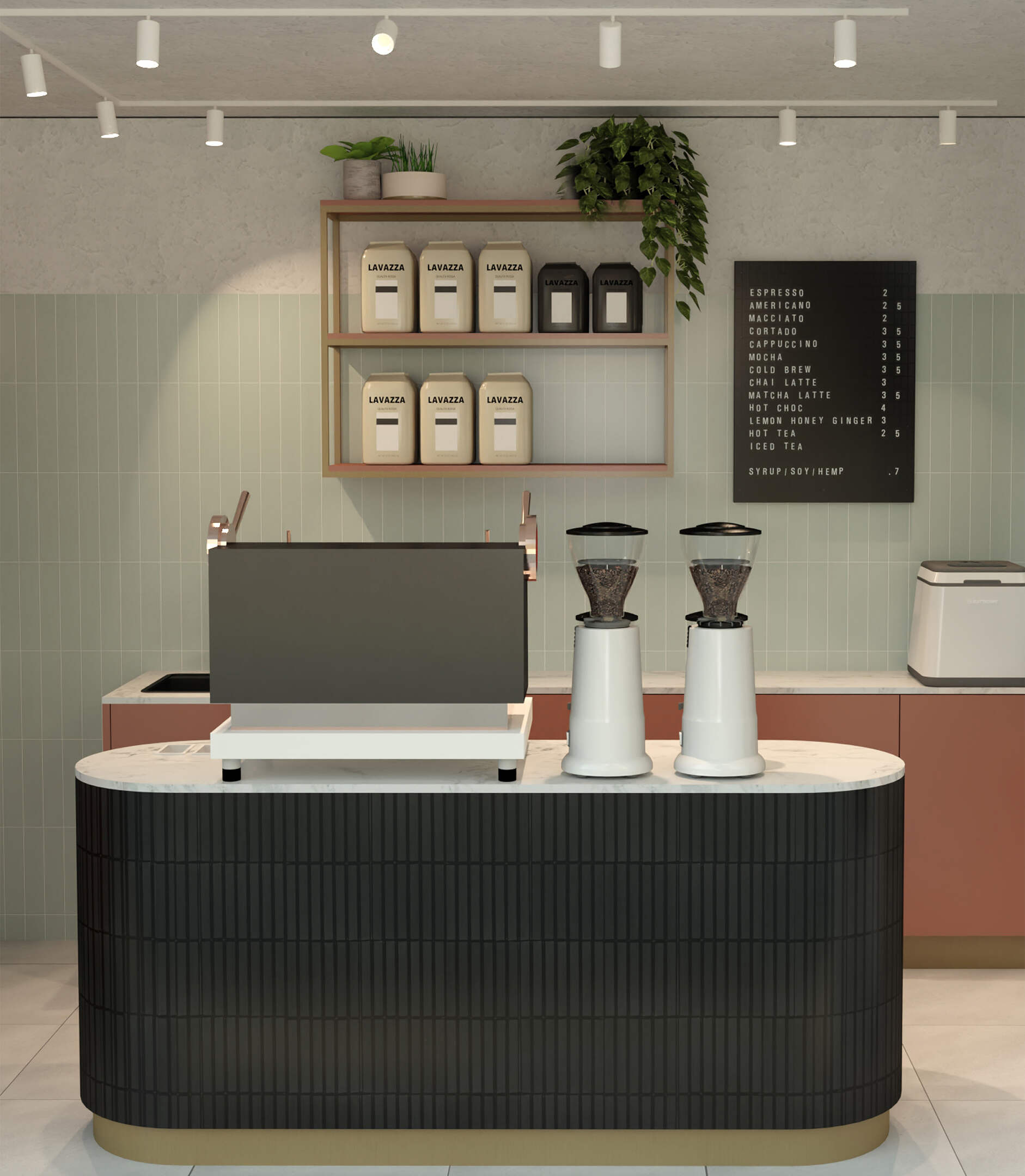 we are MOSO - Luikje - Bar Stijlvol koffiebar ontwerp met een warme kleuren , een functionele indeling en maatwerk meubels.