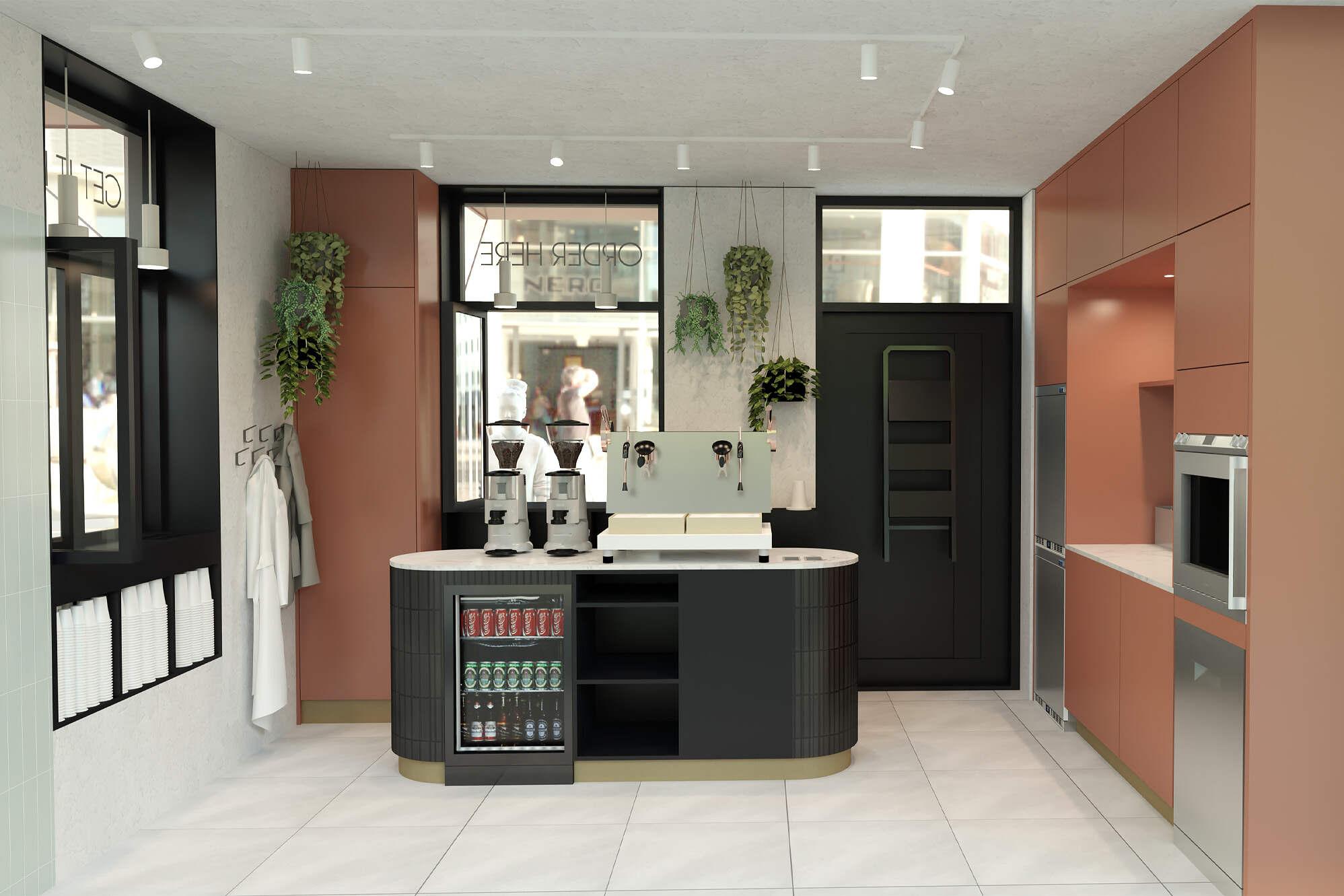 we are MOSO - Luikje - Koffie boutiek Zakelijk interieurontwerp voor een koffie boetiek met horeca interieur