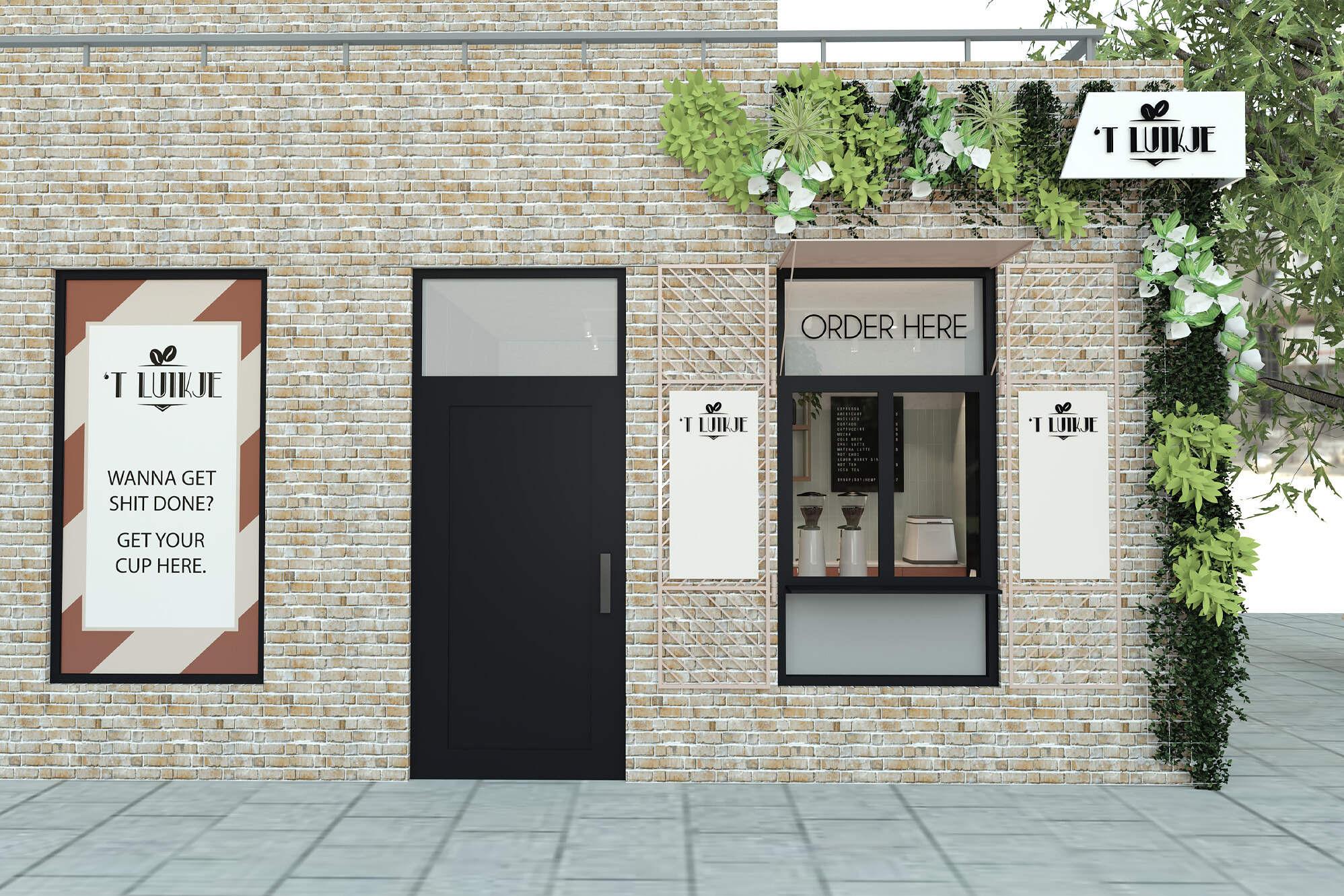we are MOSO - Luikje - Luiken open 2 Horeca interieurdesign voor een koffiezaak interieur met stijlvolle inrichting en planten.