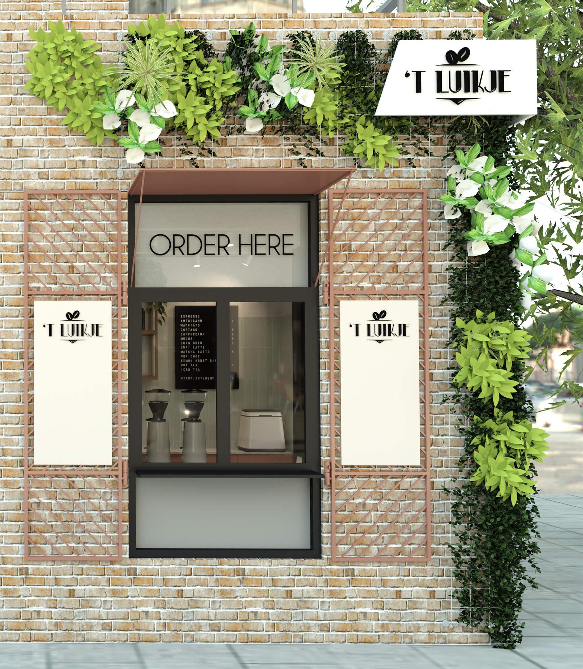 we are MOSO - Luikje -Luiken open Interieurontwerp voor moderne koffiebar en hospitality project door interieur designer.