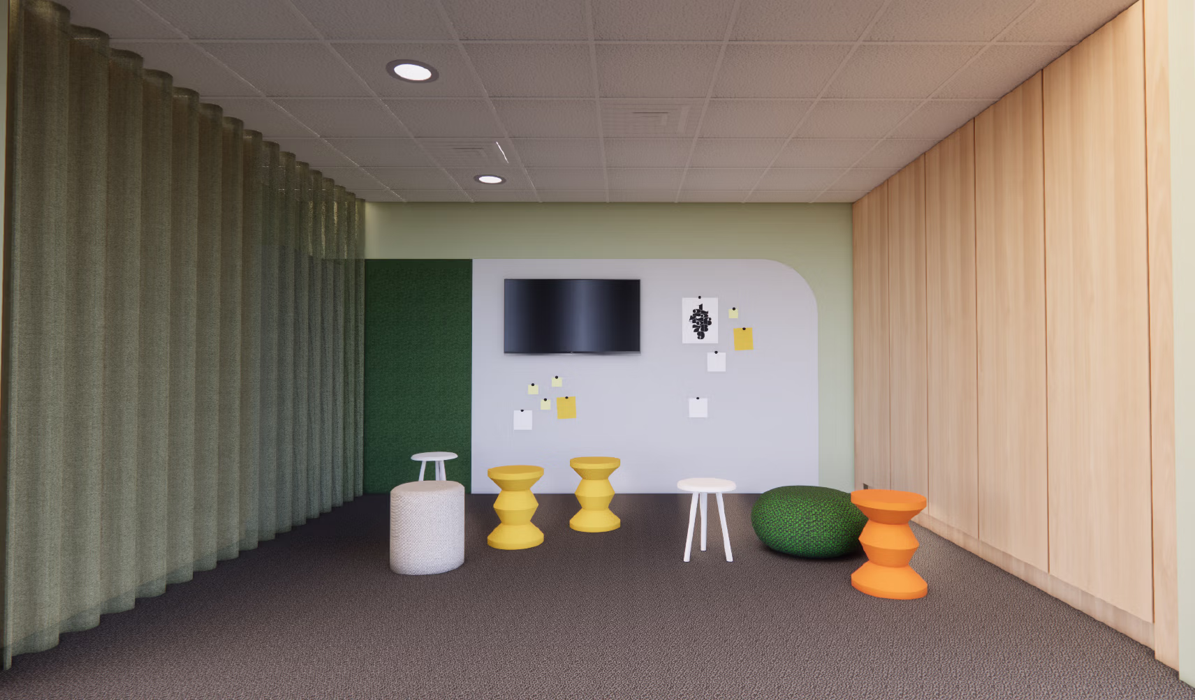 Inrichting kantoor creatieve vergaderruimte door interieurontwerper uit Den Haag